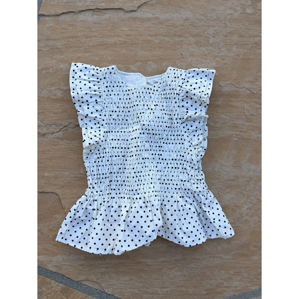 Kate Spade x Target Girls Polka Dot Print Flutter Sleeves Peplum Top Small